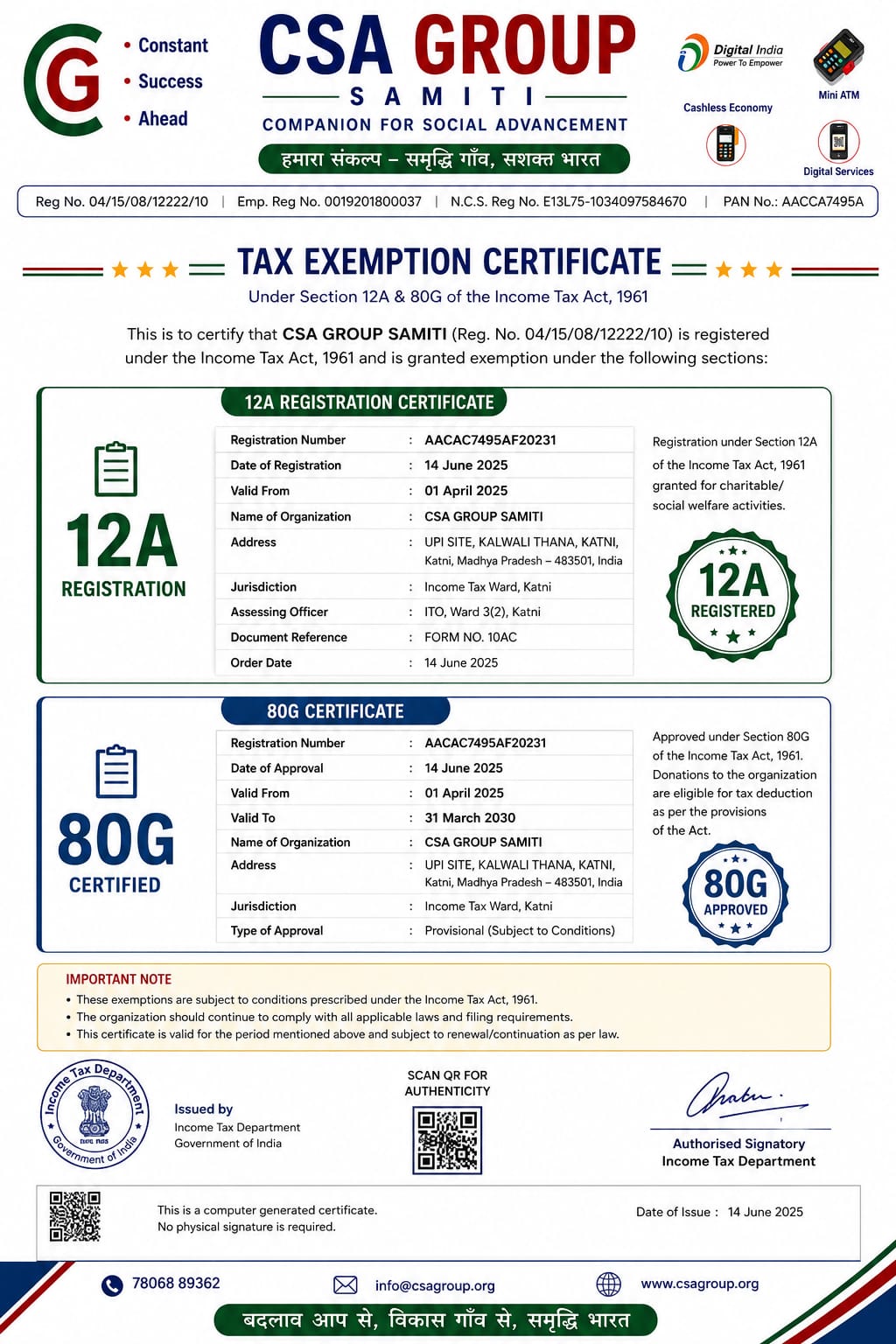 80G Tax Receipt